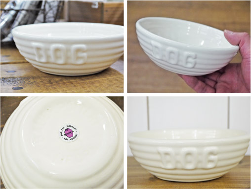 BAUER POTTERY MONTEREY DOG BOWL ホワイト