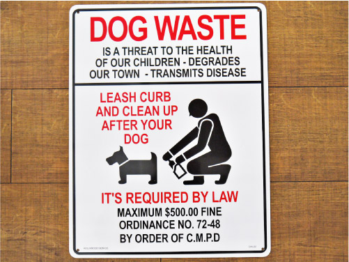 アメリカンサインボード　「DOG WASTE」 （犬のマナーを守りましょう） プラスティック看板